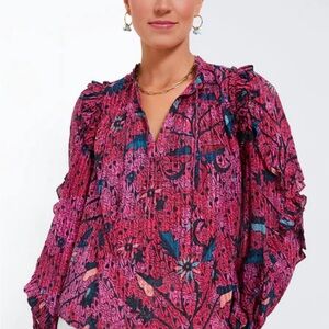 Ulla Johnson Pink and Blue Floral Blouse